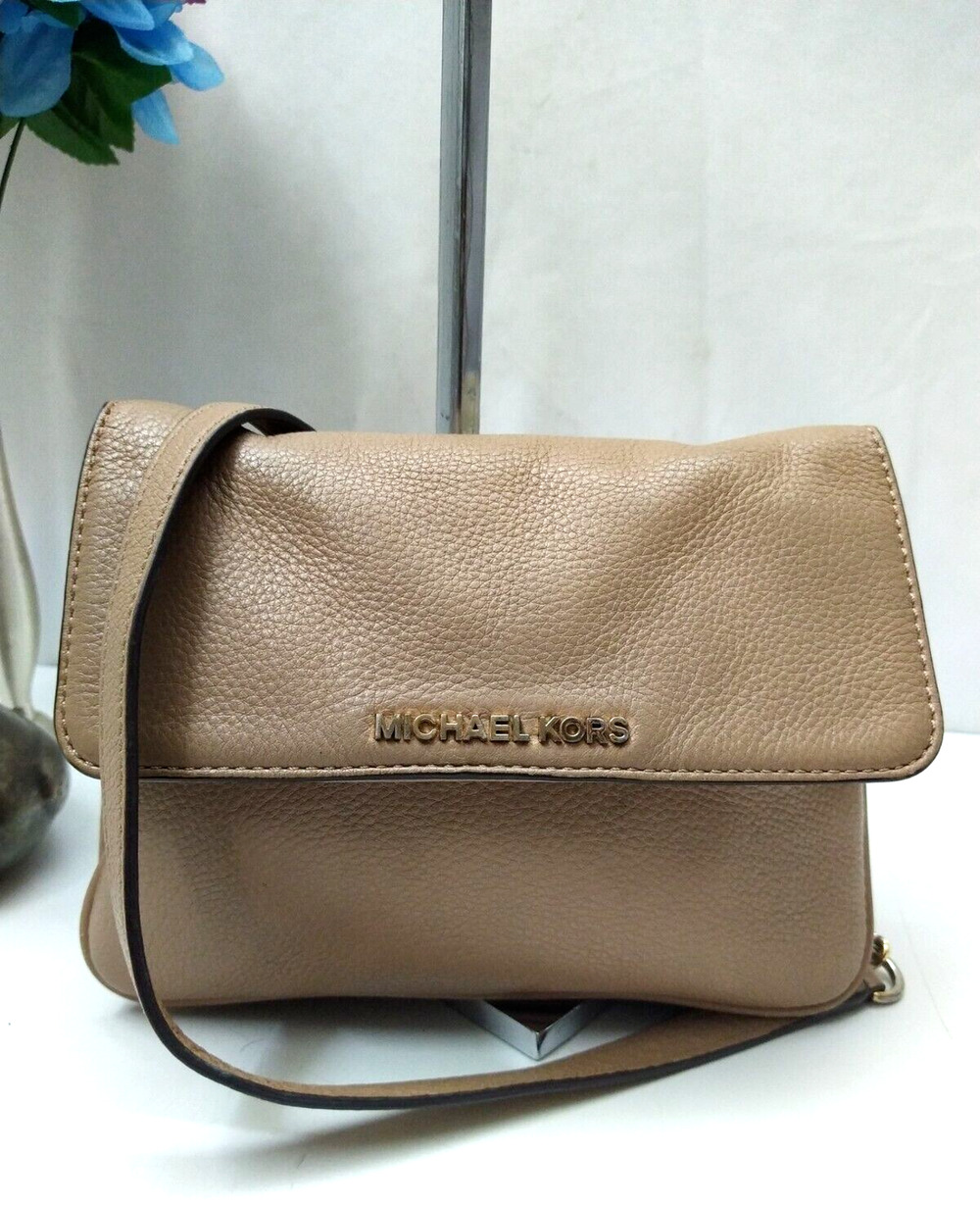 Michael Kors Beige Pebbled Leather Chain Strap Crossbody Bag